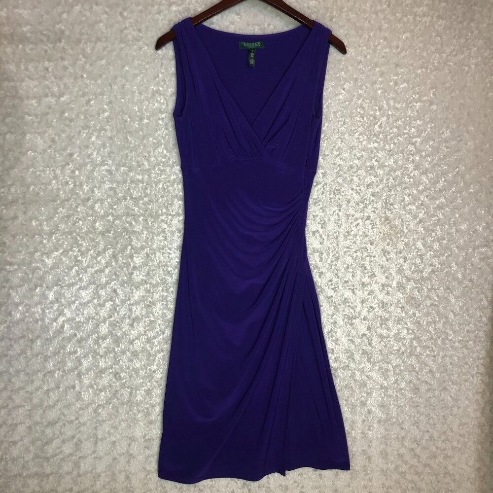 Lauren Purple Sleeveless Sheath Dress Ruched Cocktail Party Size‎ 6